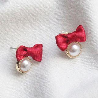 Bow Faux-pearl Stud Earring