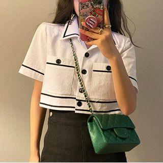 Short-sleeve Crop Shirt White - One Size
