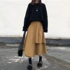 Boxy Sweater / Asymmetrical A-line Midi Skirt