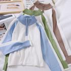 Two-tone Half-zip Knit Top
