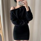 Set: Cold Shoulder Pullover + Strappy Sheath Dress