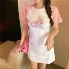 Animal Print Short-sleeve Mini T-shirt Dress