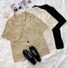 Short-sleeve Plain Blazer / Plain Camisole