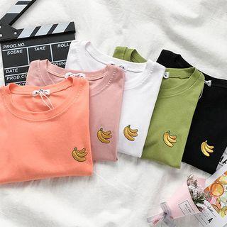 Short-sleeve Embroidered Banana Cropped T-shirt