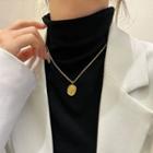 Flower Disc Pendant Necklace Gold - One Size