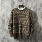 Pattern Embroidered Knit Top Coffee - L