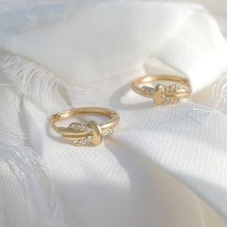 Rhinestone Knot Earring 1 Pair - Gold - One Size