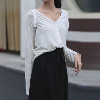 Shell-buttoned Cardigan White - One Size