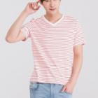 Striped Short Sleeve V-neck T-shirt
