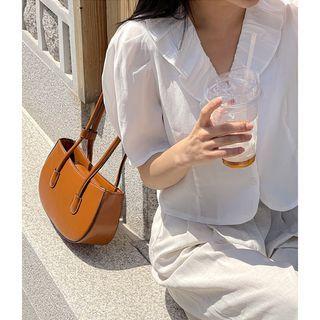Frill-neck Puff-shoulder Blouse