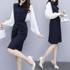 Puff-sleeve Paneled Shirtdress