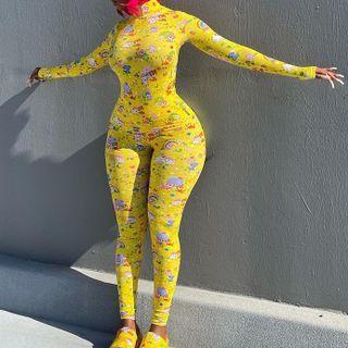 Set: Long-sleeve All Over Print Top + Leggings