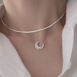 Moon Shell Pendant Sterling Silver Choker