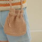Drawstring Knit Mini Crossbody Bag
