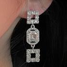 Rhinestone Drop Earring 2745a - 1 Pair - Silver Needle - Silver - One Size