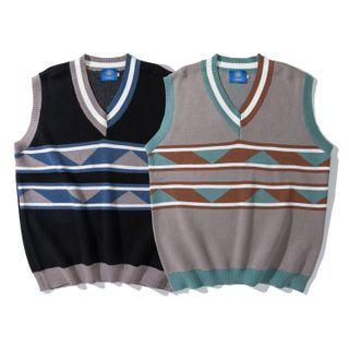 V-neck Irregular Knit Vest