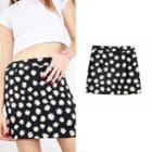 High-waist Daisy Print A-line Skirt