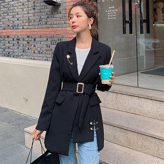 Safety Pin Detail Asymmetrical Blazer