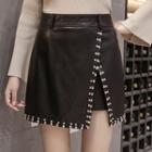 Faux Leather Beaded Skort