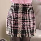 H-line Plaid Tweed Miniskirt