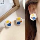 Printed Disc Earring 1 Pair - Color Block Circle Earring - One Size