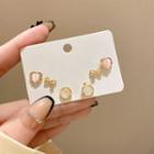 3 Pair Set: Faux Cat Eye Stone / Alloy Earring (various Designs) E4893 - 3 Pairs - Gold & Beige & Pink - One Size