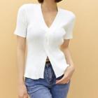 Knotted Deep V-neck Crop Knit Top In 5 Colors