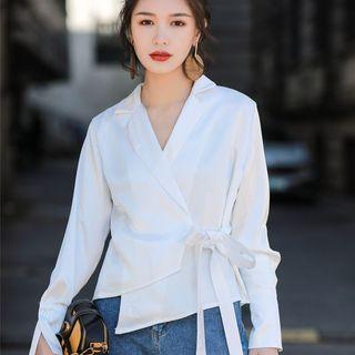 Long-sleeve Tie-side Blouse