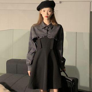 Plaid Crop Shirt / Strappy A-line Dress