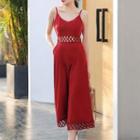 Spaghetti Strap Perforated Panel Cropped Jumpsuit