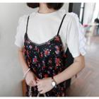 Crew-neck Frill-trim T-shirt