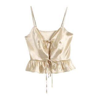 Bow Detail Ruffle Hem Camisole Top