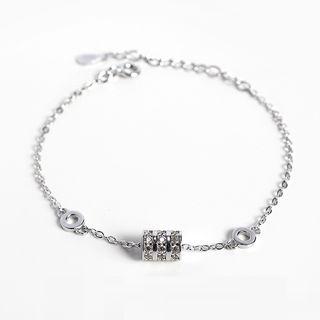 925 Sterling Silver Rhinestone Pendant Bracelet Bracelet - One Size