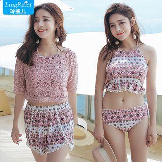 Couple Matching Swim Shorts/ Set: Printed Tankini + Cover-up + Shorts