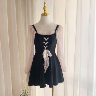 Long-sleeve Lace-up Swim Dress