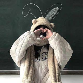 Turtleneck Embroider Letter Zip Oversize Padded Jacket