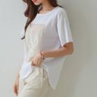 Round-neck Patch Linen Blend T-shirt