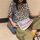 Short-sleeve Leopard Print Oversize T-shirt