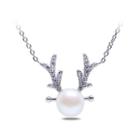 925 Sterling Silver Elk Necklace With White Freshwater Cultured Pearl