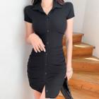 Short-sleeve Plain Shaping Dress