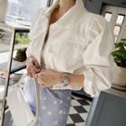 Collared Zipped Crop Jacket Ivory - One Size