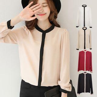 Short-sleeve Loose-fit Oversized Chiffon V-neck Blouse