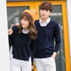 Couple Matching Mock Two-piece Sweater