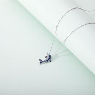 925 Sterling Silver Rhinestone Dolphin Pendant Necklace Xk07 - As Shown In Figure - One Size