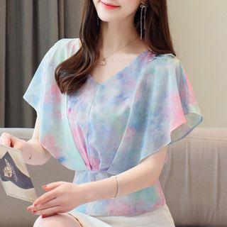 Short-sleeve Tie Dye Blouse
