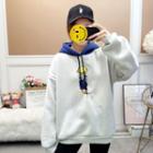 Color Block Cartoon Embroidered Hoodie