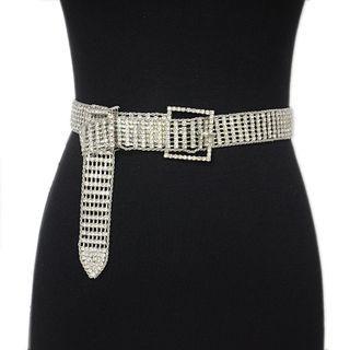 Rhinestone Square Buckled Metal Belt