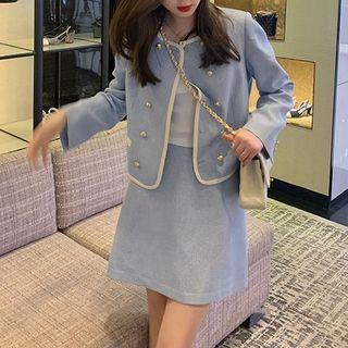 Round Neck Jacket / Mini A-line Skirt