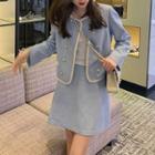 Round Neck Jacket / Mini A-line Skirt