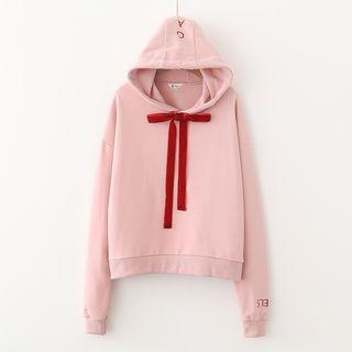 Bow Accent Lettering Hoodie